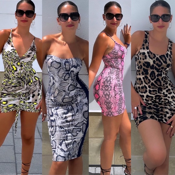 🔥.  Brand New! Snake Print Neon Pink Mini Dress - Picture 10 of 10